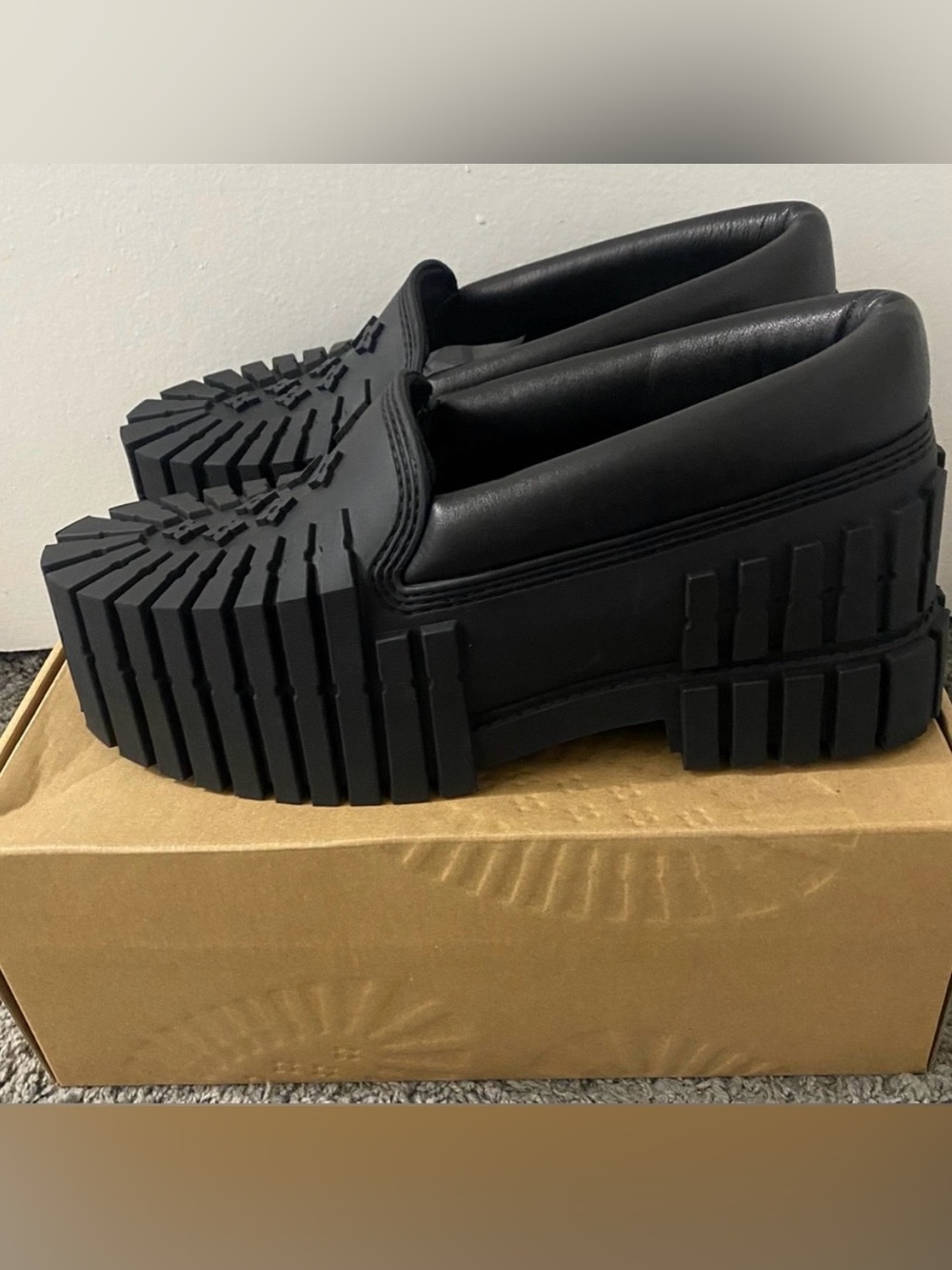 Men's Black Platform Slip-On Loafers